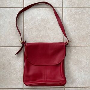 Vintage Coach Red Leather Shoulder Bag